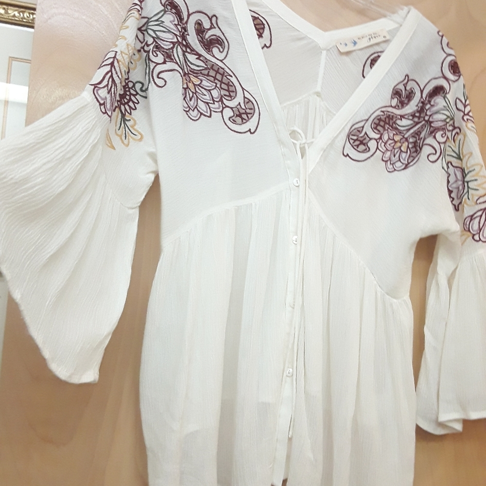 White Boho Flowy Top